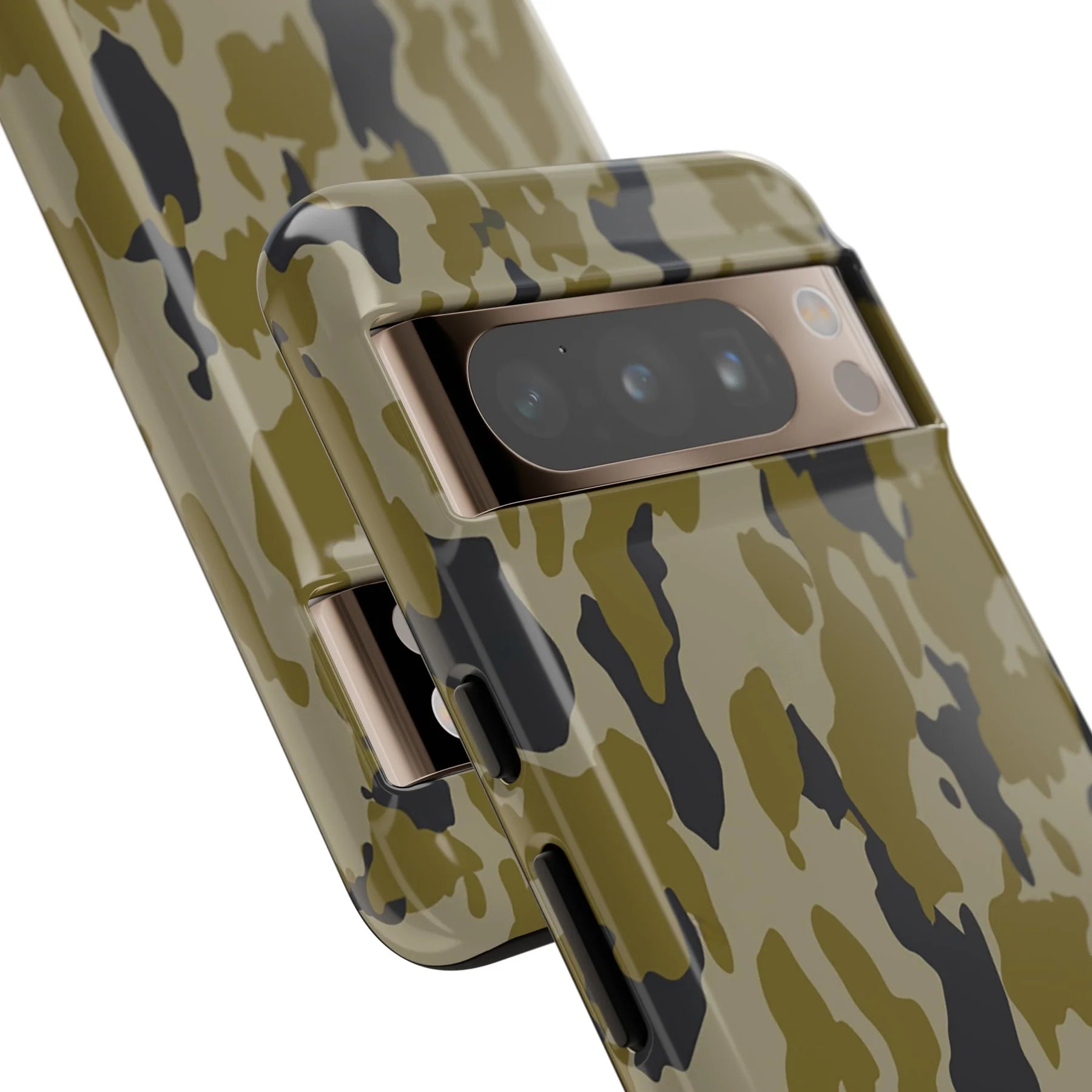 close up on camera Retro Bark Camo Pixel Tough Case