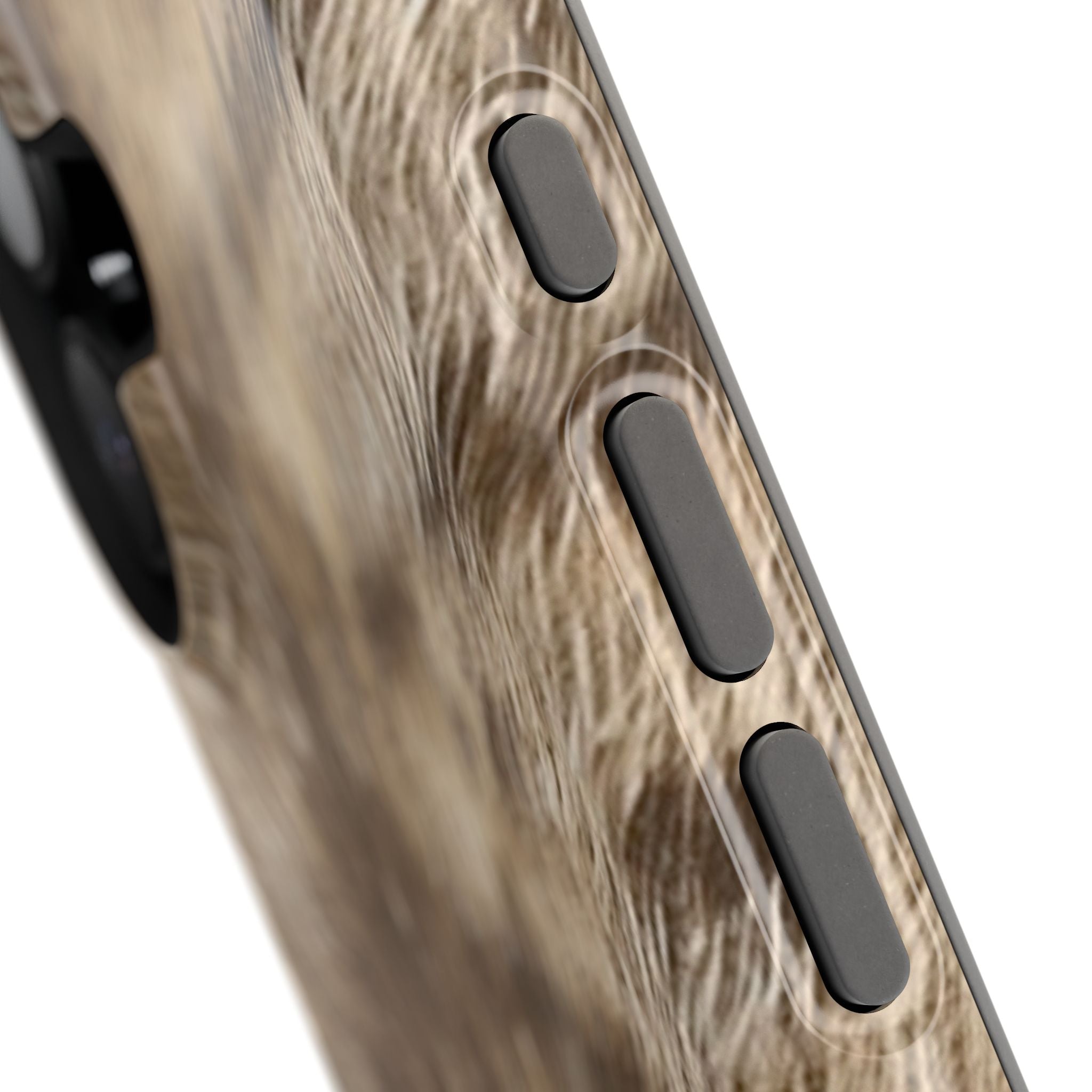 sika deer hunter magsafe iphone tough case close up on the buttons