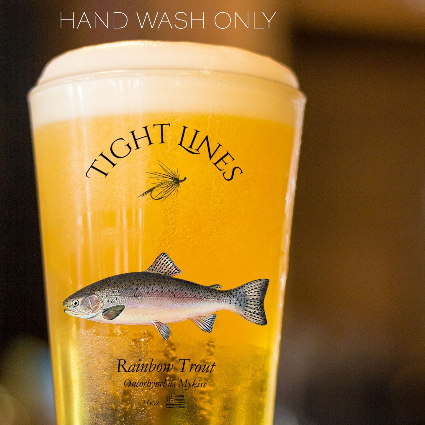 Rainbow Trout Pint Glass hand wash only