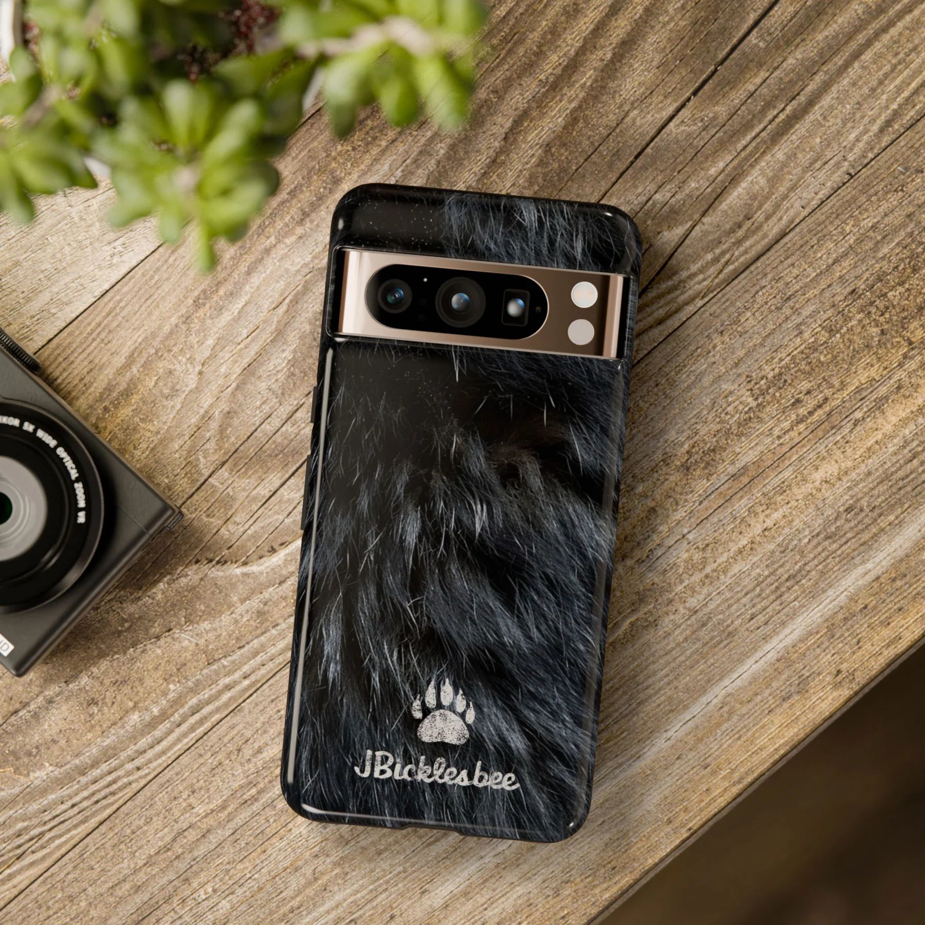 Black Bear Hunter Pixel Tough Case on table