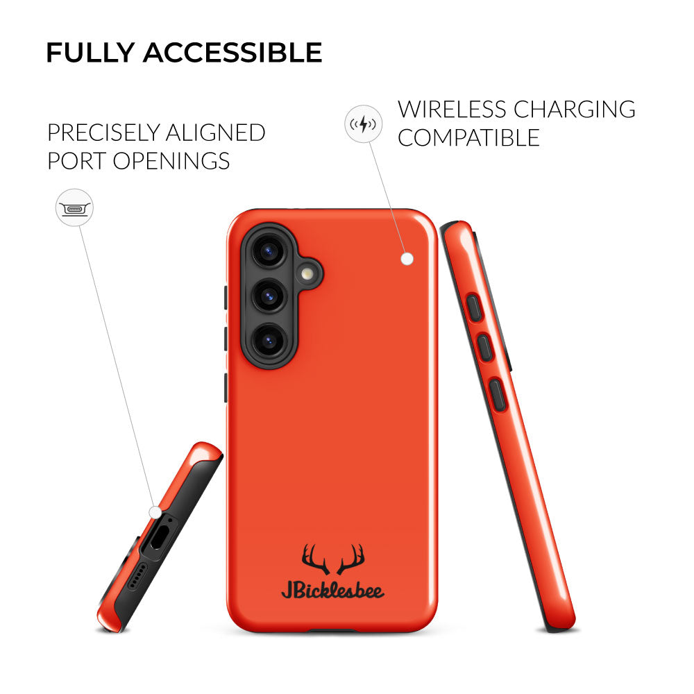 fully accessible Blaze Orange Hunter Samsung Tough Case