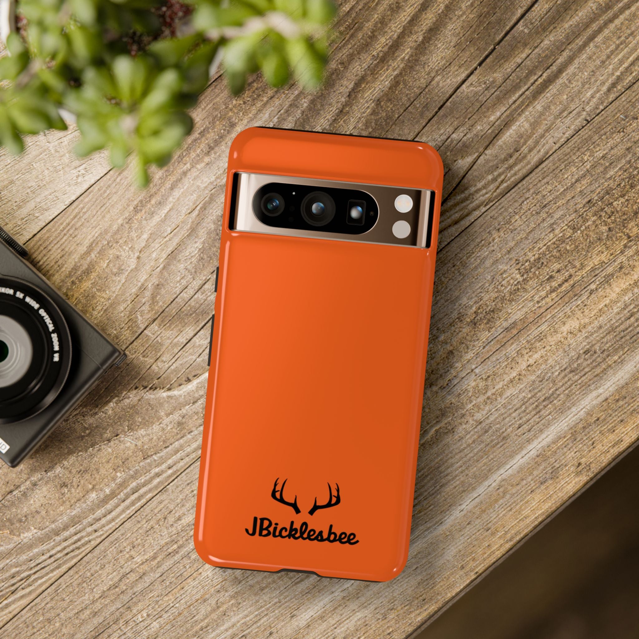 Blaze Orange Hunter Pixel Tough Case on table