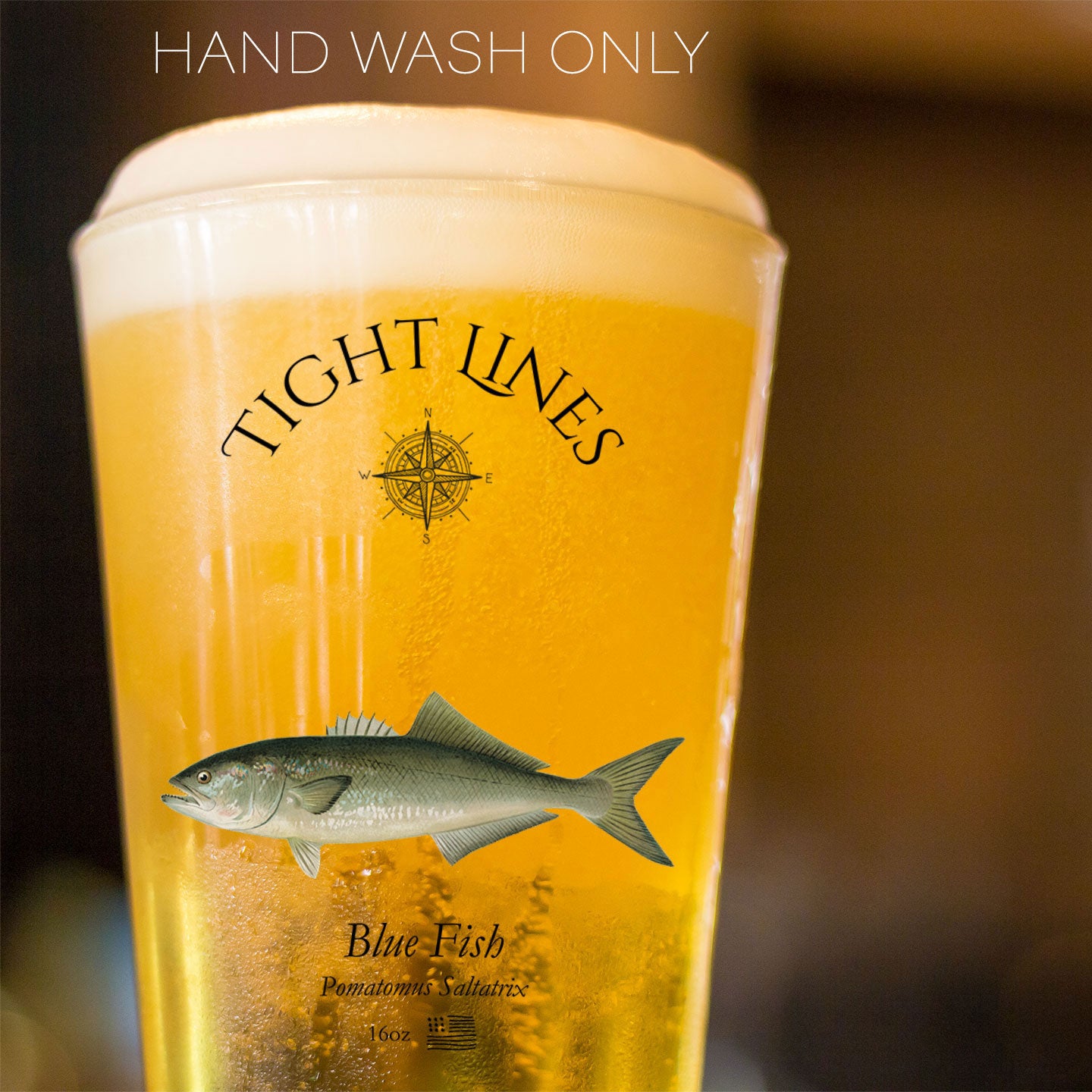 Bluefish Pint Glass hand wash only