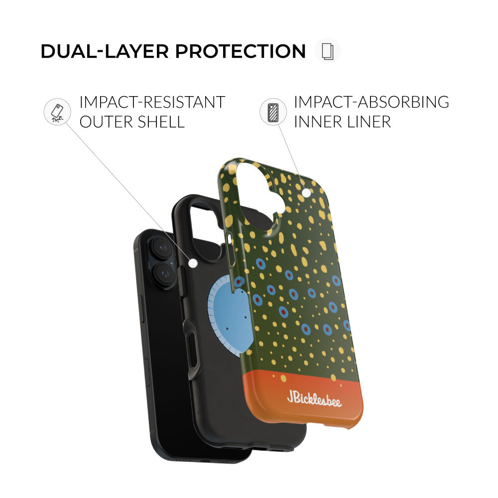 dual-layer protection Brook Trout Pattern MagSafe iPhone Case