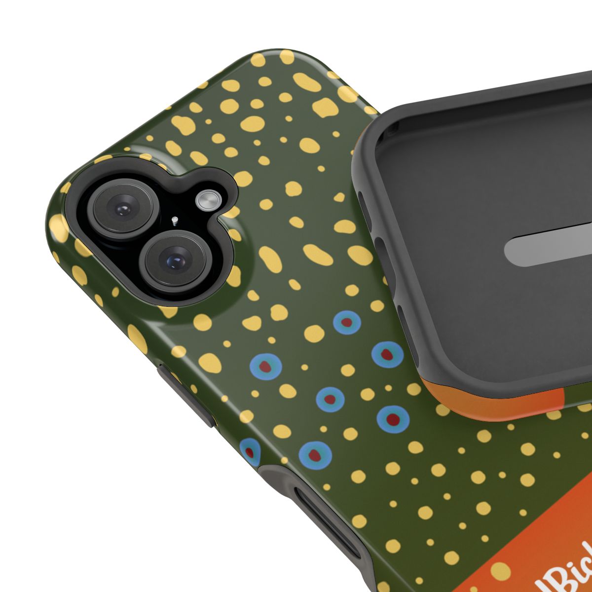 Brook Trout Pattern MagSafe iPhone Case close up 