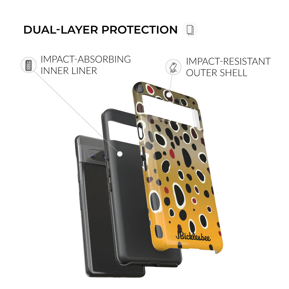 dual-layer protection Brown Trout Pattern Pixel Tough Case