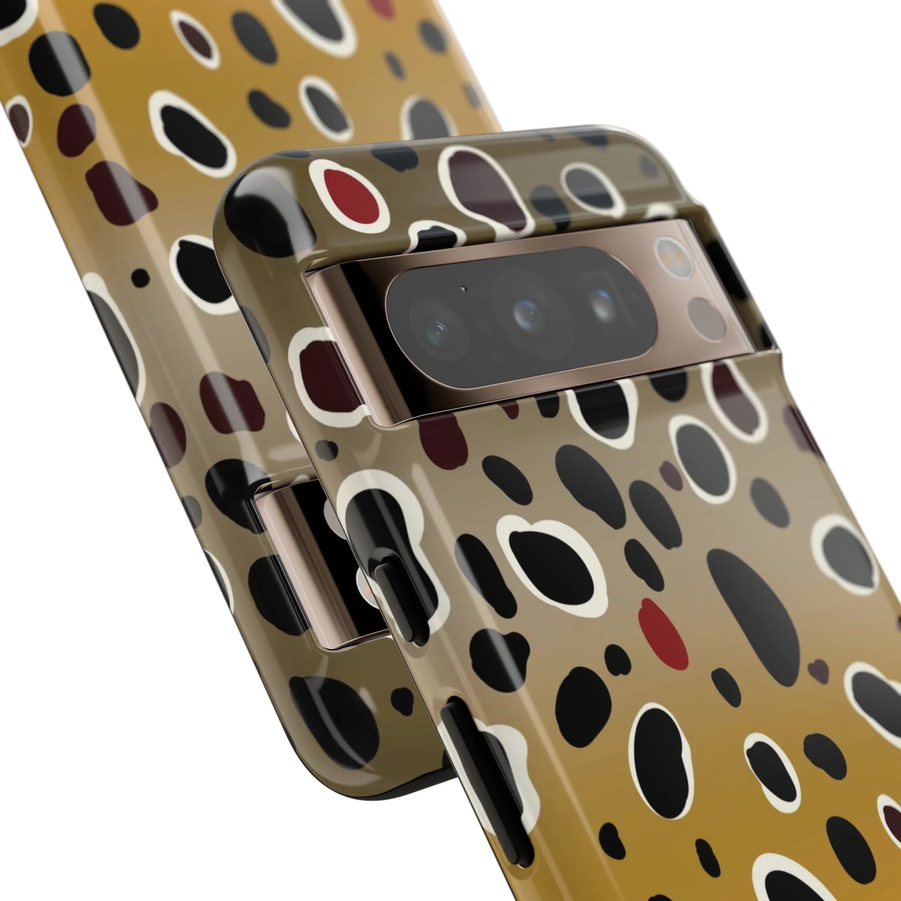 close up on camera Brown Trout Pattern Pixel Tough Case