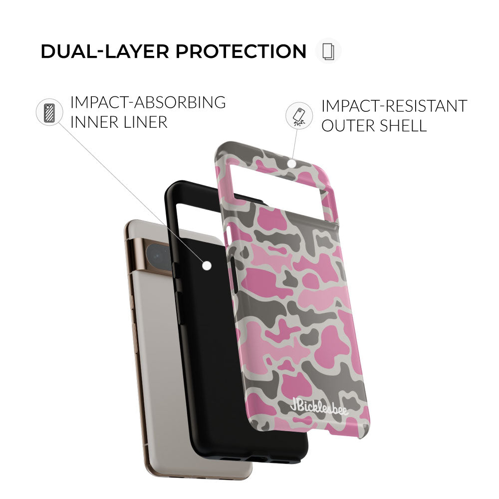 dual layer protection Pink Retro Duck Camo Pixel Tough Case