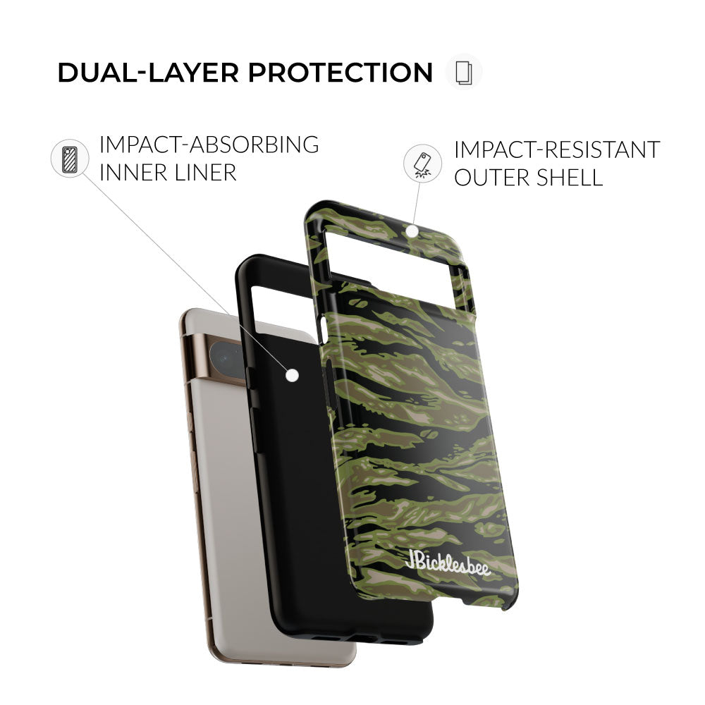 dual layer Retro Woodland Camo Tiger Stripe Pixel Tough Case