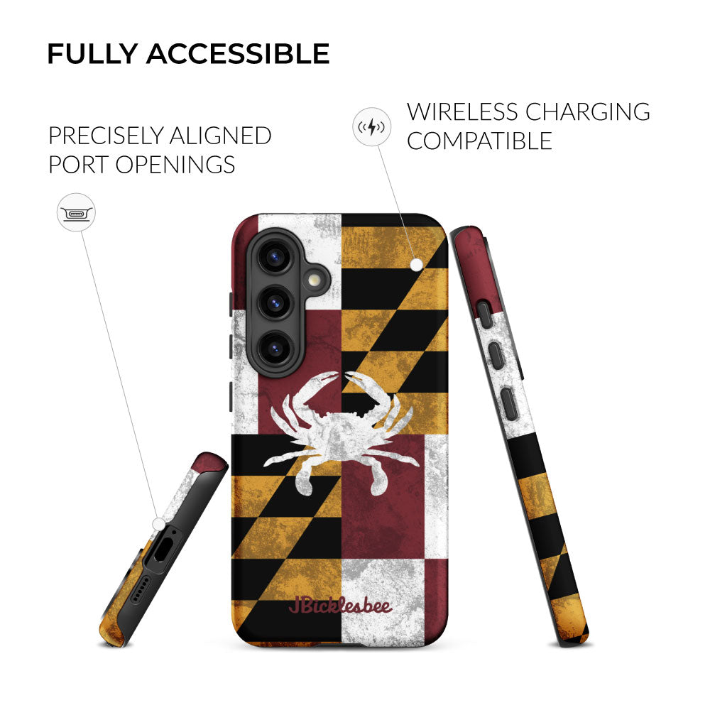 fully accessible Maryland Flag Crab Samsung Tough Case