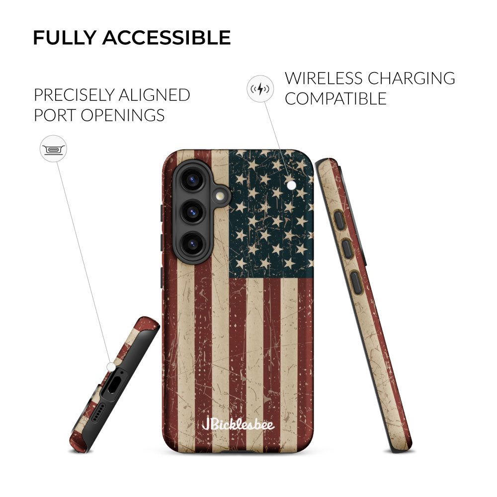 fully accessible Old Glory American Flag Samsung Tough Case