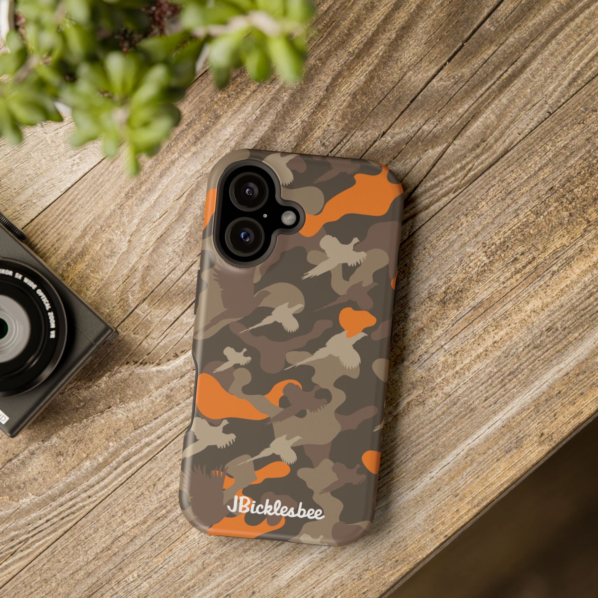 Pheasant Hunter Camo iPhone Tough Case on table