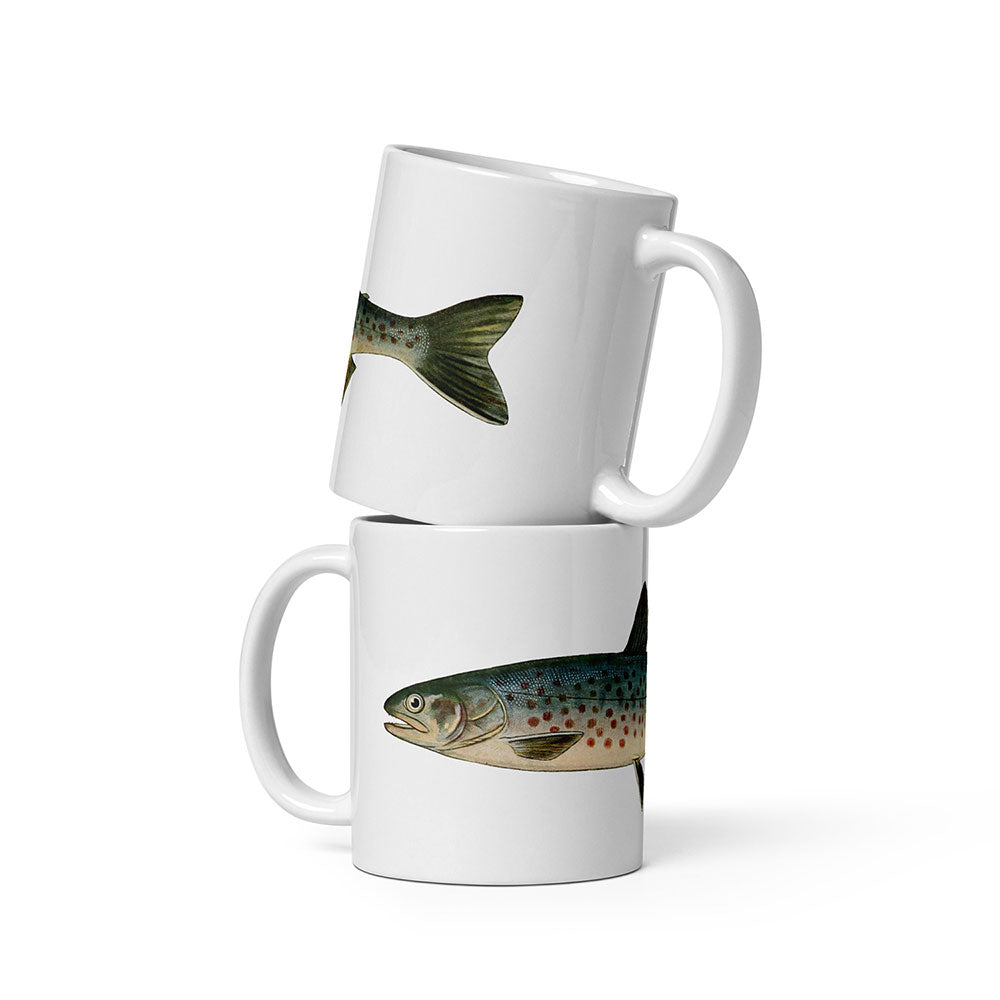 rangeley trout coffee mugs stacked