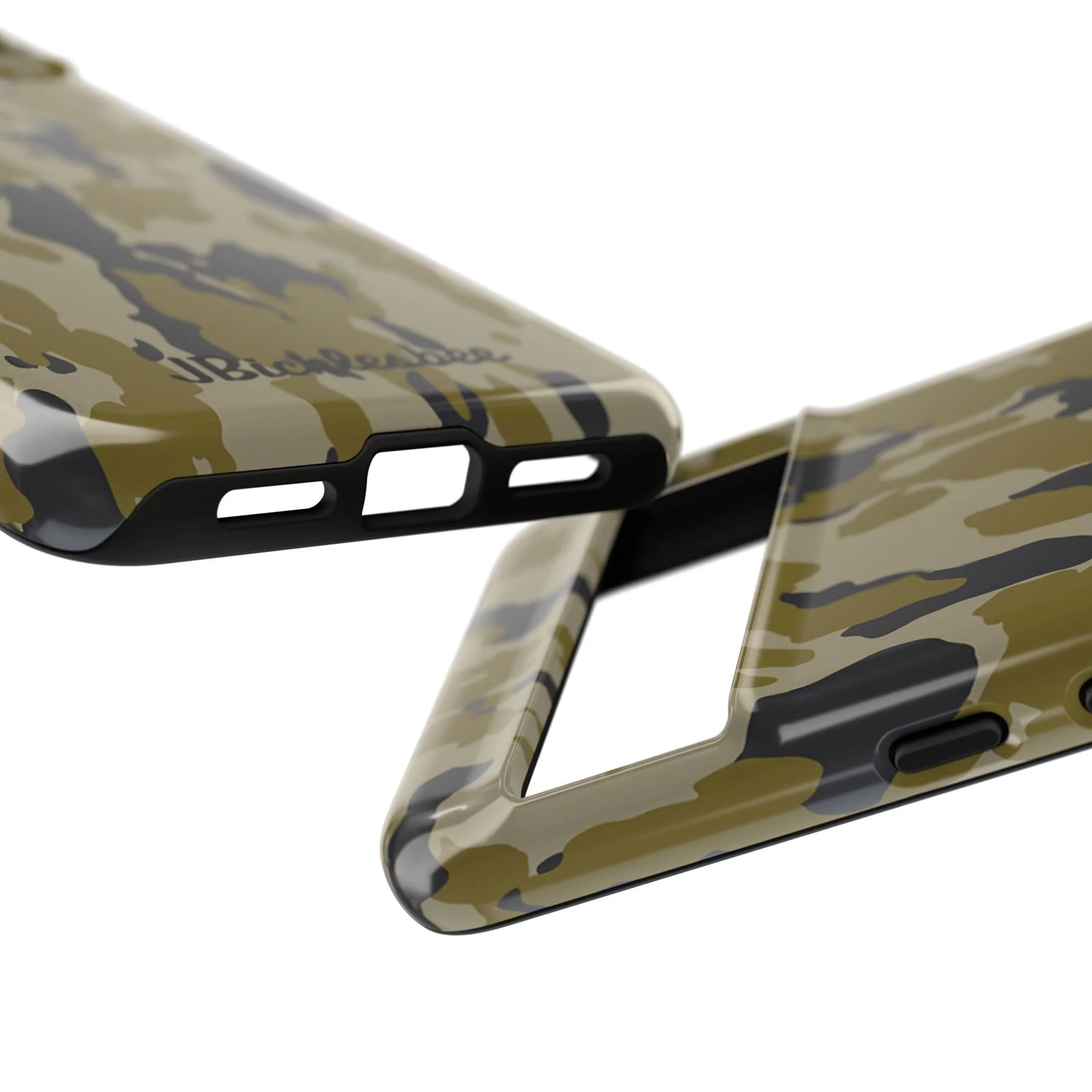 close up on ports Retro Bark Camo Pixel Tough Case