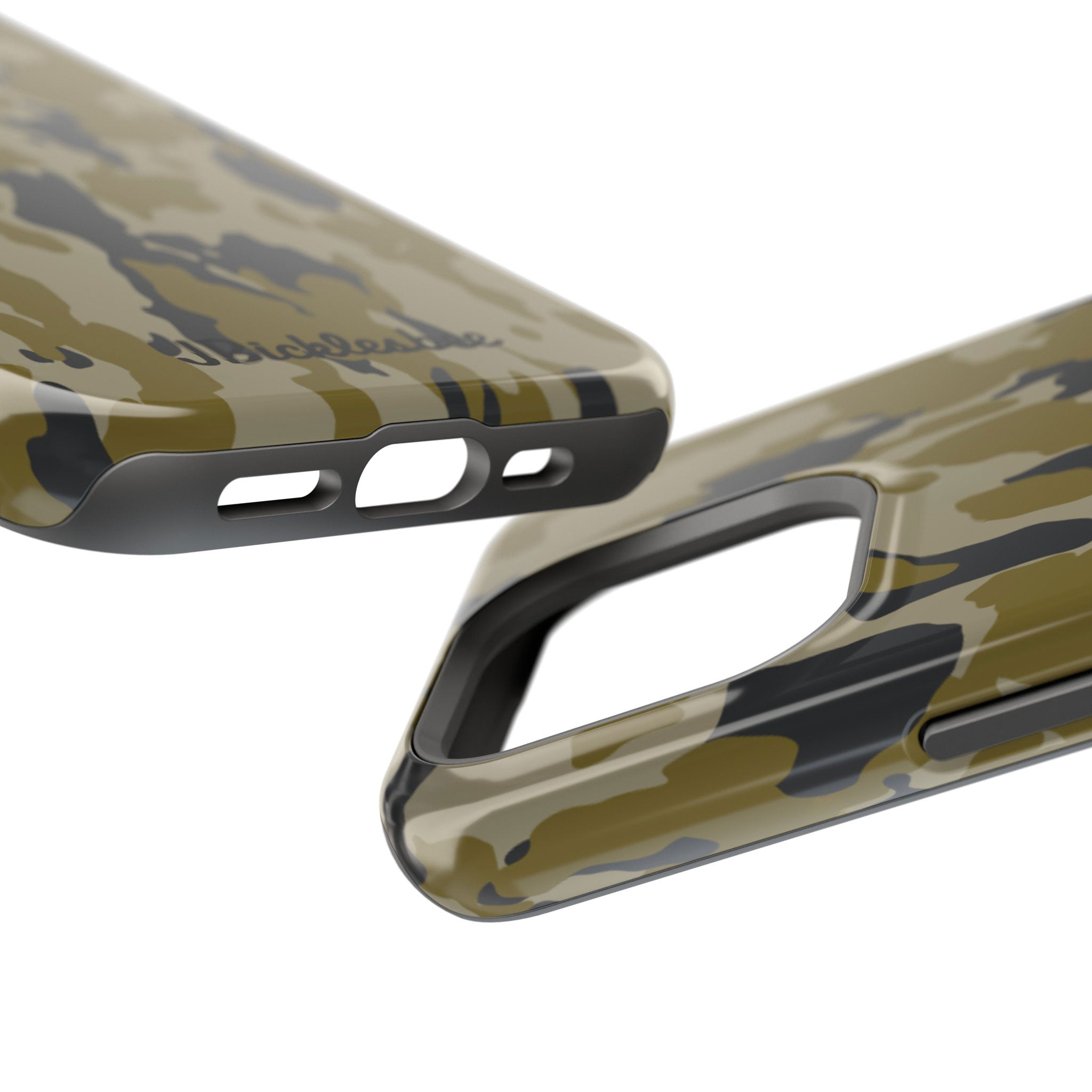 Retro Bark Camo MagSafe Tough iPhone Case close up of ports