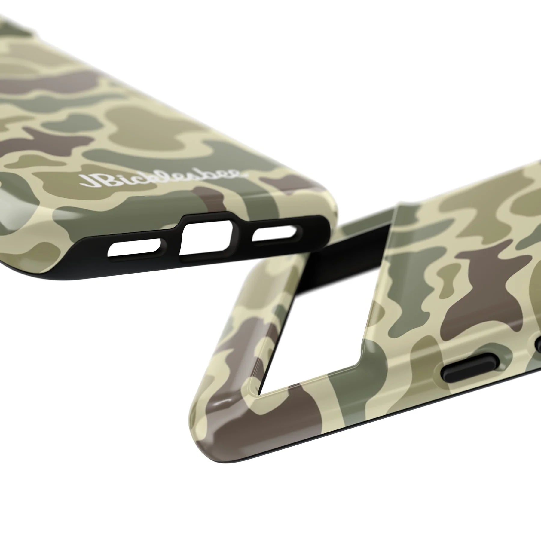 close up on ports Retro Forest Duck Camo Pixel Tough Case