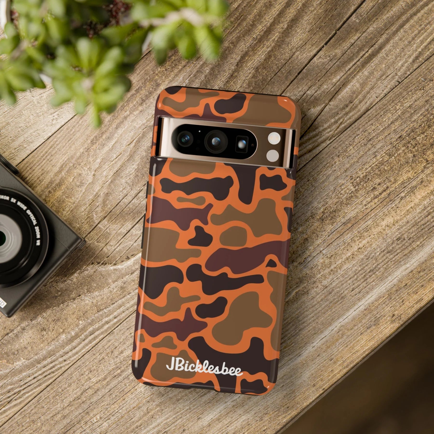 Retro Hunter Safety Camo Pixel Tough Case on table