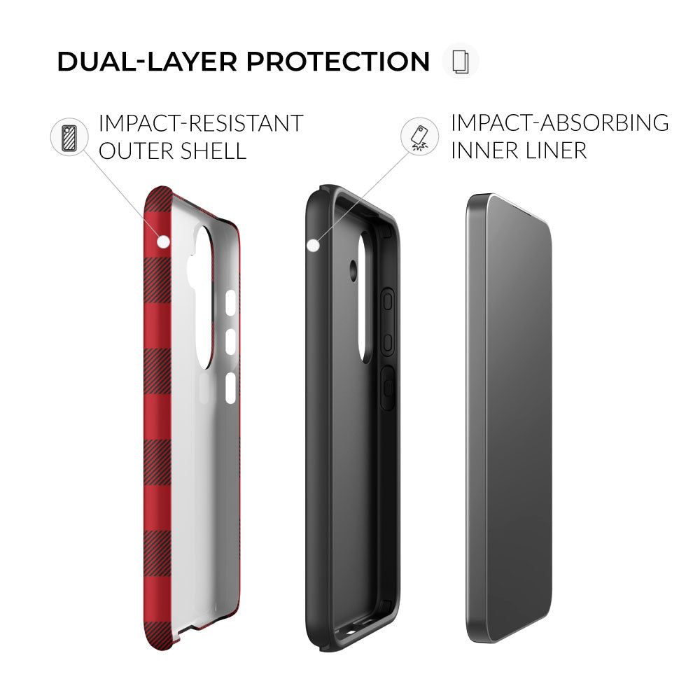 dual-layer protection Retro Hunting Plaid Pattern Samsung Tough Case