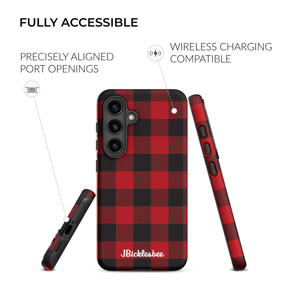 fully accessible Retro Hunting Plaid Pattern Samsung Tough Case