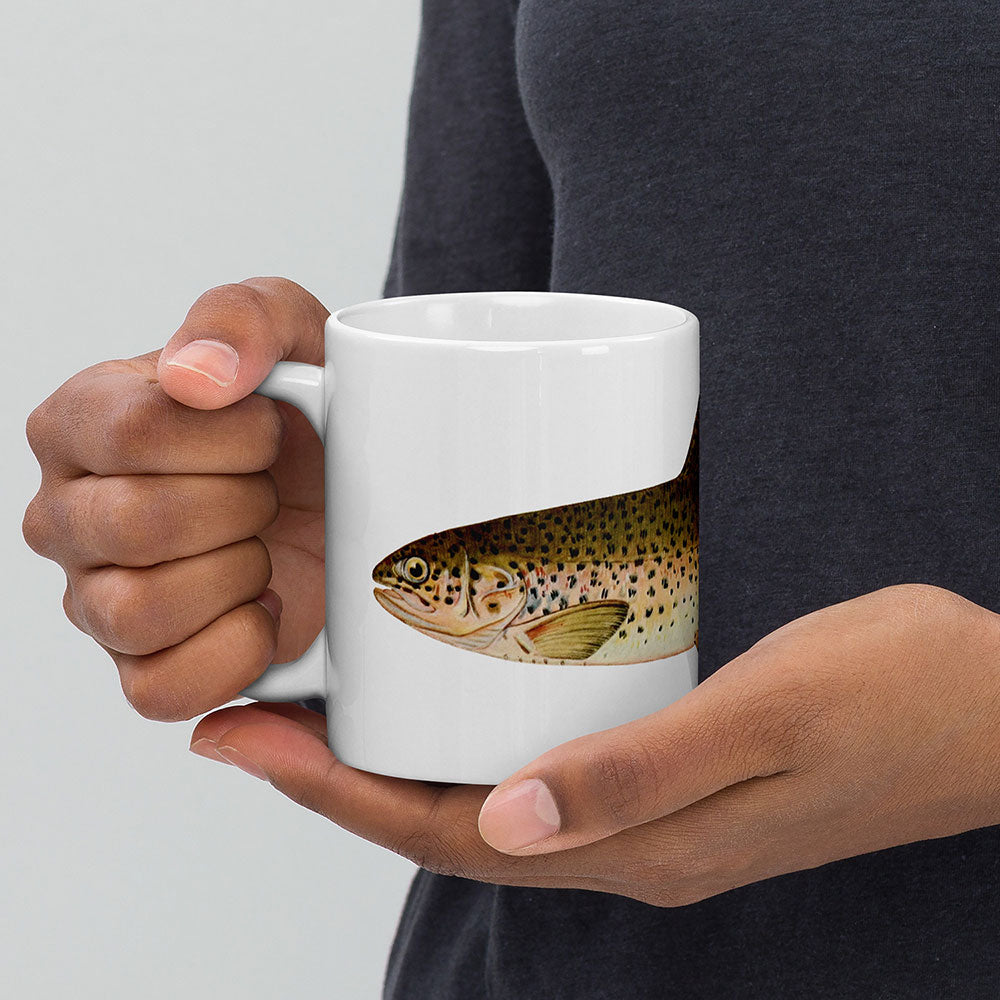 steelhead trout coffee mug in hand