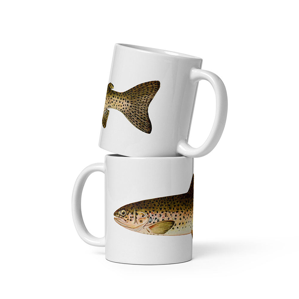 steelhead trout coffee mugs stacked