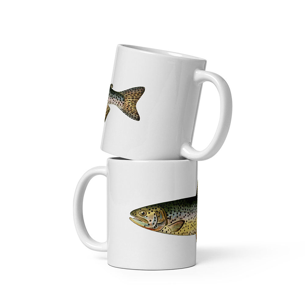 tahoe trout coffee mugs stacked