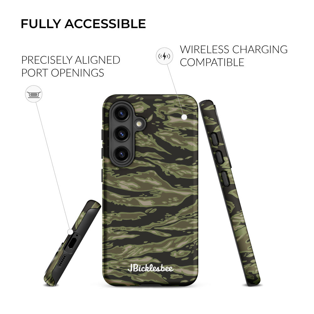 fully accessible Retro Woodland Camo Tiger Stripe Samsung Tough Case