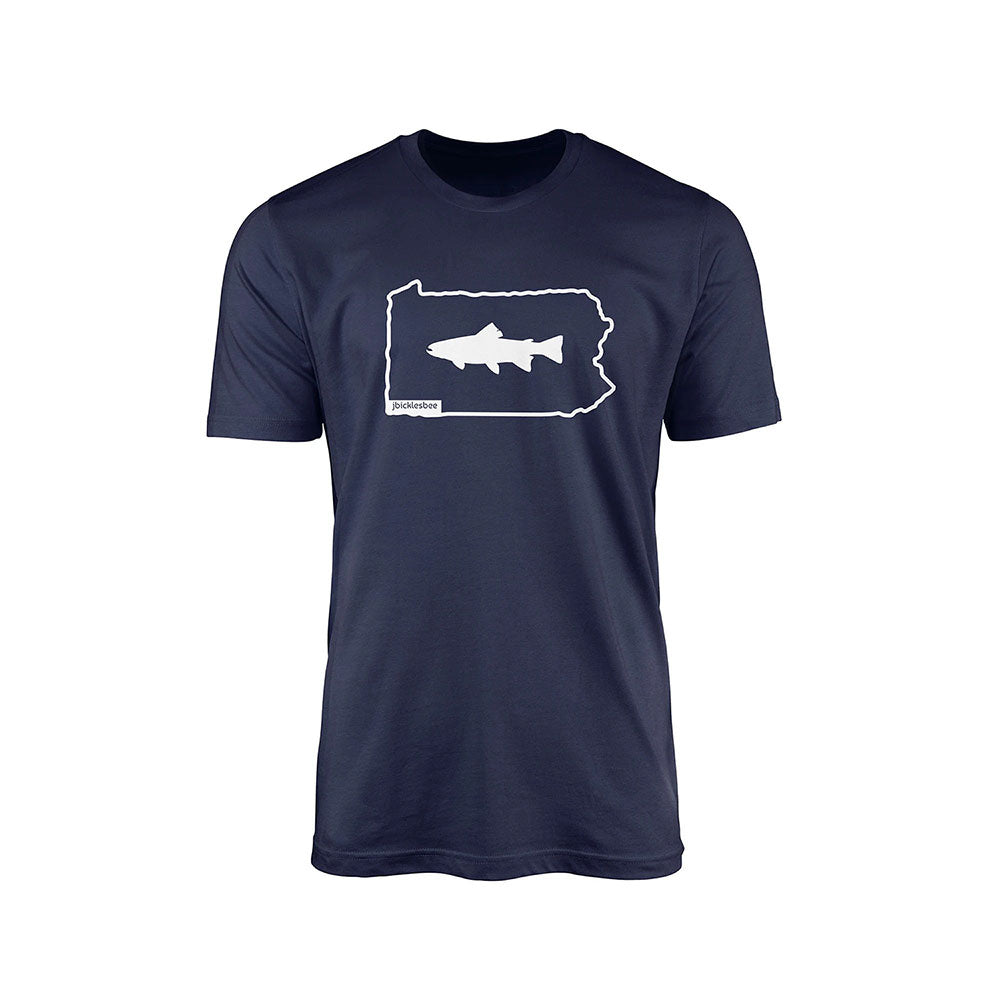 The Keystone State Line Trout Fishing T-Shirt Navy / S